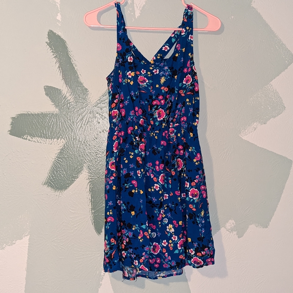 Wet seal floral blue dress large